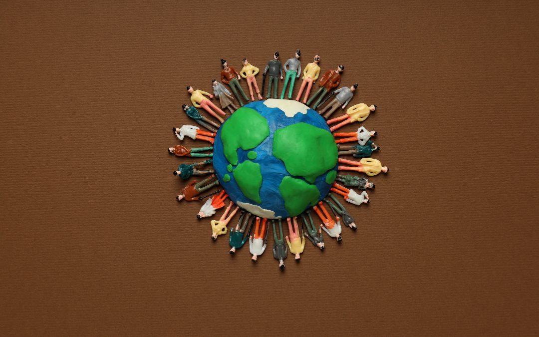 Représentation symbolique des différentes cultures et religions du monde réunies autour du deuil et des croyances spirituelles.